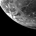 Icy surface of Ganymede as photographed from 253,000 km