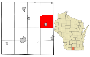 Green County Wisconsin incorporated and unincorporated areas Albany (town) highlighted.svg