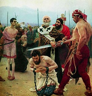 Ilja Jefimowitsch Repin - Saint Nicholas of Myra saves three innocents from death