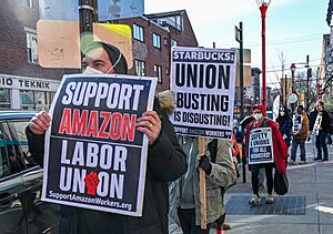Jeff Bezos birthday demonstration and protest, outside a Philadelphia Whole Foods 04.jpg