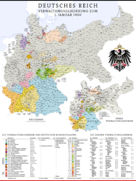 A map of the administrative divisions of Germany in 1900