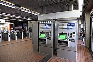 MBTA fare gates and vending machines at Sullivan August 2024