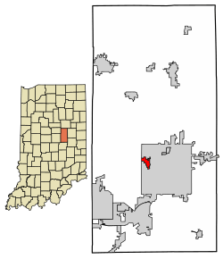 Location of Edgewood in Madison County, Indiana.