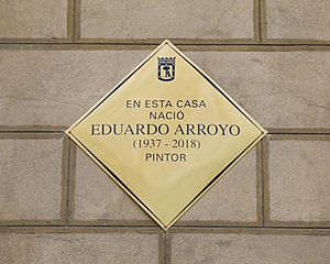 Madrid recuerda al pintor Eduardo Arroyo con una placa en la casa donde nació 01