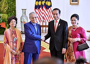 Mahathir Mohamad, Siti Hasmah Mohamad Ali, Joko Widodo and Iriana