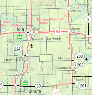 KDOT map of Allen County (legend)