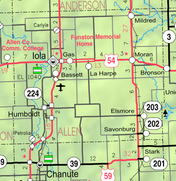 Image: Map of Allen Co Ks USA
