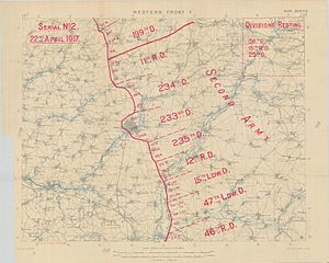 Map of German troop disposition around Saint-Quentin on 22 April 1917