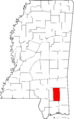 Map of Mississippi highlighting Perry County