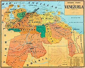 Mapa de los Estados Unidos de Venezuela