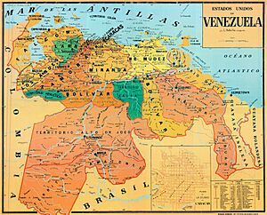 Mapa de los Estados Unidos de Venezuela