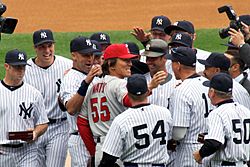 Matsui greeted by Yankees 4-13-10