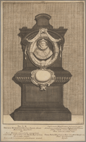 Memorial to Sir Thomas Richardson by James Cole, c 1720