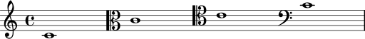 Middle C in four clefs