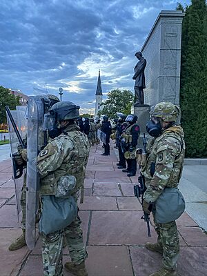 Nebraska National Guard Soldiers during the George Floyd protests, May 31, 2020