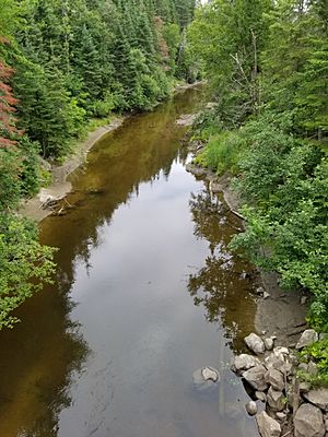 Rivière Tawachiche (Québec)-Vue de l'amont du pont-2018-07-24.jpg