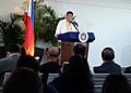 Rodrigo Duterte delivering a pre-departure speech at Davao Airport (2016-09-05)