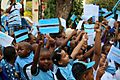 School students celebrating Botswana's 50th independence day 2