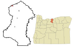 Location of Biggs Junction, Oregon