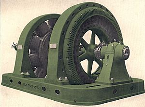Synchronous motor-generator set for AC to DC conversion (Rankin Kennedy, Electrical Installations, Vol II, 1909)