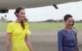 The Duchess of Cambridge walks with dignitaries in Jamaica