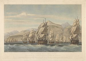 The Windham East India Man with the Fleet sailing from St Helena, under convoy of His Majesty's ship Monmouth RMG PY8454