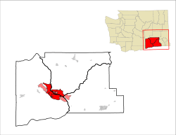 Location of the Tri-Cities in Benton, Franklin, and Walla Walla counties