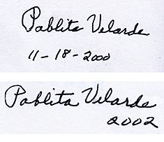 Two versions of Pablita Velarde's signature