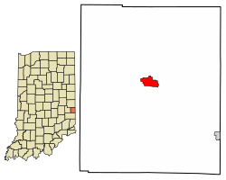 Location of Liberty in Union County, Indiana