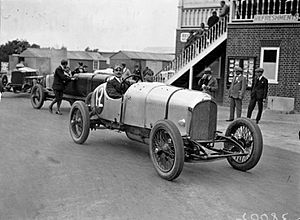 W.G. Barlow in a Bentley at Brooklands August 1922