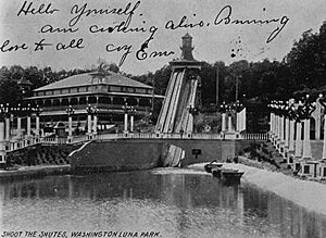 Washington Luna Park – Shoot the Chutes postcard