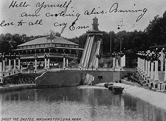Washington Luna Park – Shoot the Chutes postcard