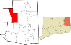 Eastford's location within Windham County and Connecticut