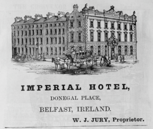 1885 Imperial Hotel Belfast ad Harpers Handbook for Travellers in Europe