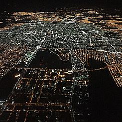 Aguascalientes City seen from a flight at night