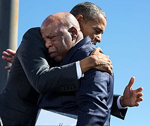 Barack Obama hugs John Lewis, 2015