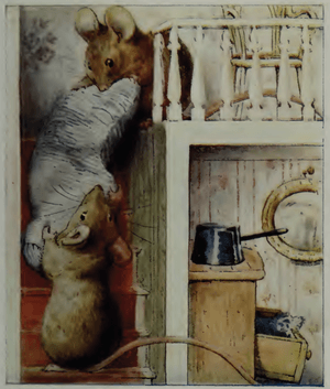 Beatrix Potter, Two Bad Mice, Mice on stairs