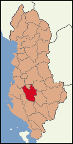 Map showing Berat district within Albania