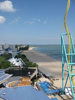 Cedar Point beach looking towards Hotel Breakers