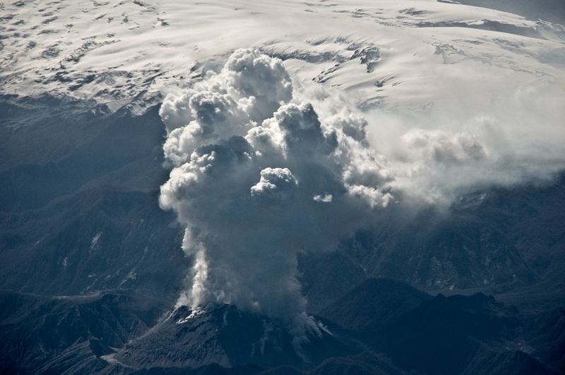 Chaiten volcano in eruption