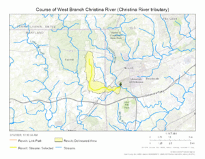 Course of West Branch Christina River (Christina River tributary)