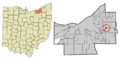 Cuyahoga County Ohio incorporated and unincorporated areas Woodmere highlighted