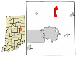 Location of Eaton in Delaware County, Indiana.