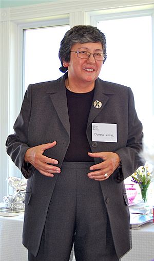 Donna M. Loring speaking at Maine Women in Media, Lincolnville, Maine, April 28, 2012.
