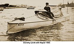 Dorothy Levitt driving the Napier motor yacht 1903