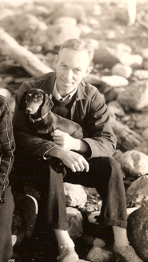 EB White and his dog Minnie.png