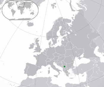 Location of Kosovo (green)in Europe (dark grey)
