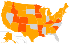 Map of places where McMullin is on the ballot