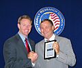 FRC President Tony Perkins presents the "True Blue" award to Congressman Dana Rohrabacher