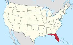 Location of Florida in the United States